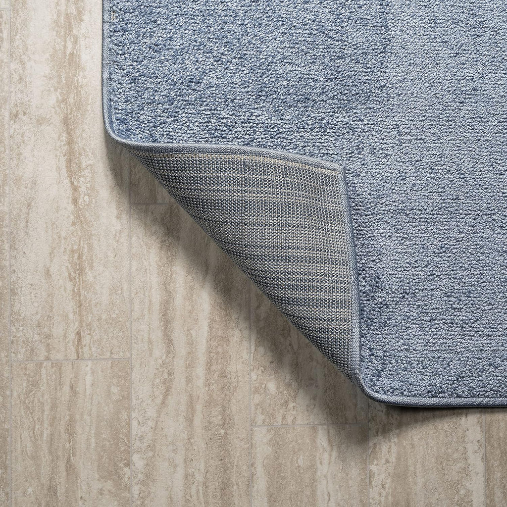 Haze Solid Low-Pile Classic Blue Area Rug 12x15, Coastal,Bohemian,Minimalist,Classic, Easy-Cleaning