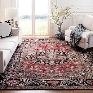 Vintage Hamadan Collection Area Rug - 9' x 12', Red & Multi, Oriental Traditional Persian Design, Non-Shedding & Easy