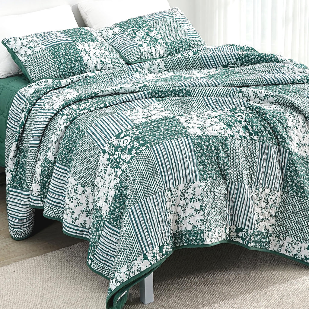 King Size Quilt 128x120 Floral Patchwork Bedspread Bedding Set