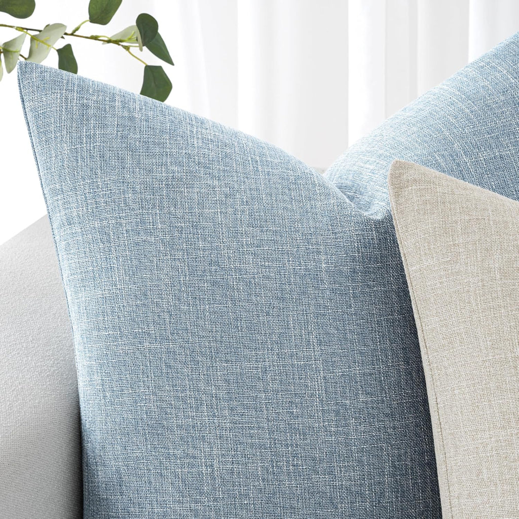 Pack of 2 Decorative Linen Burlap Textured Pillow Covers Farmhouse Boho Accent Pillowcases Spring Coastal Home Decor