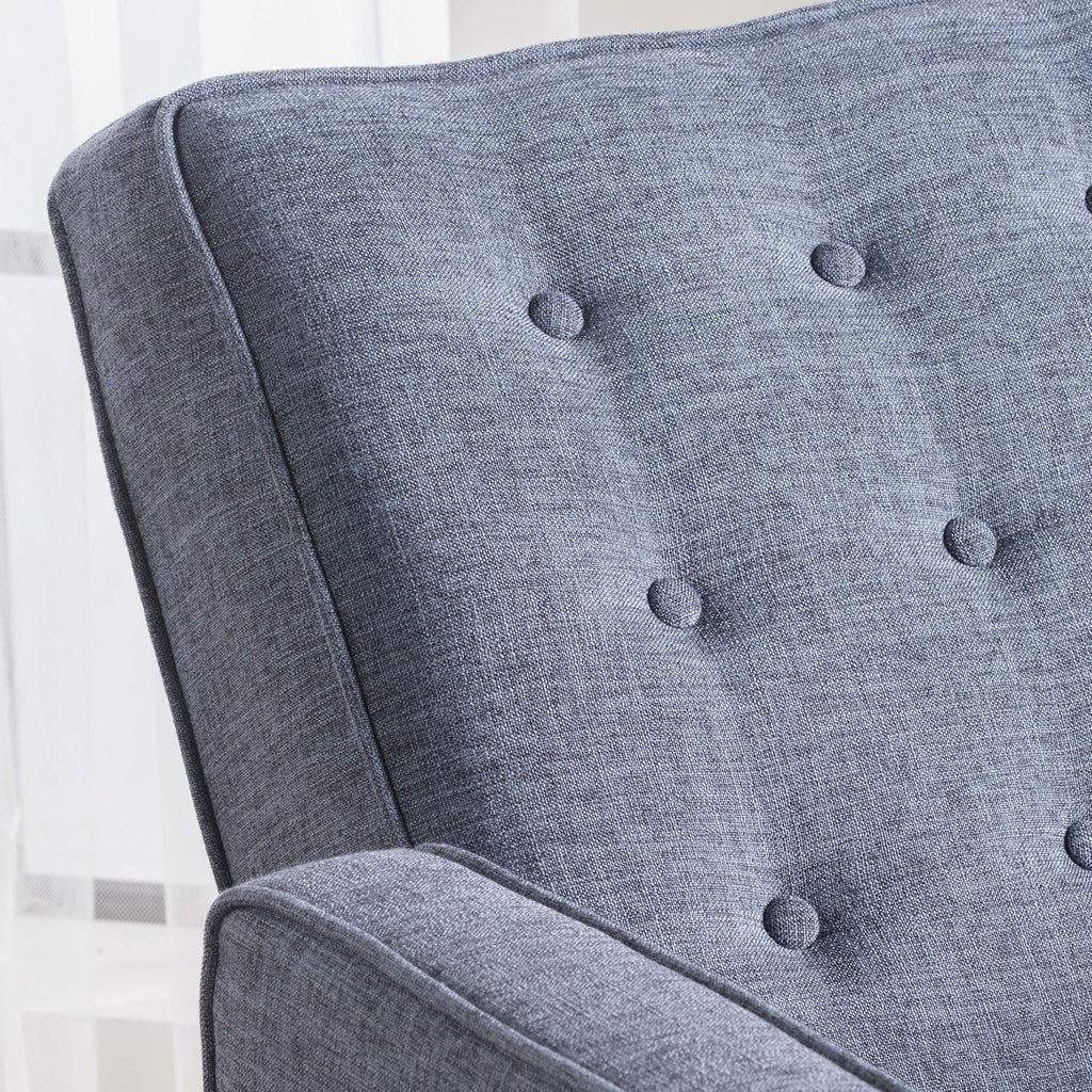 Mervynn Mid-Century Modern Fabric Recliner, Dark Blue
