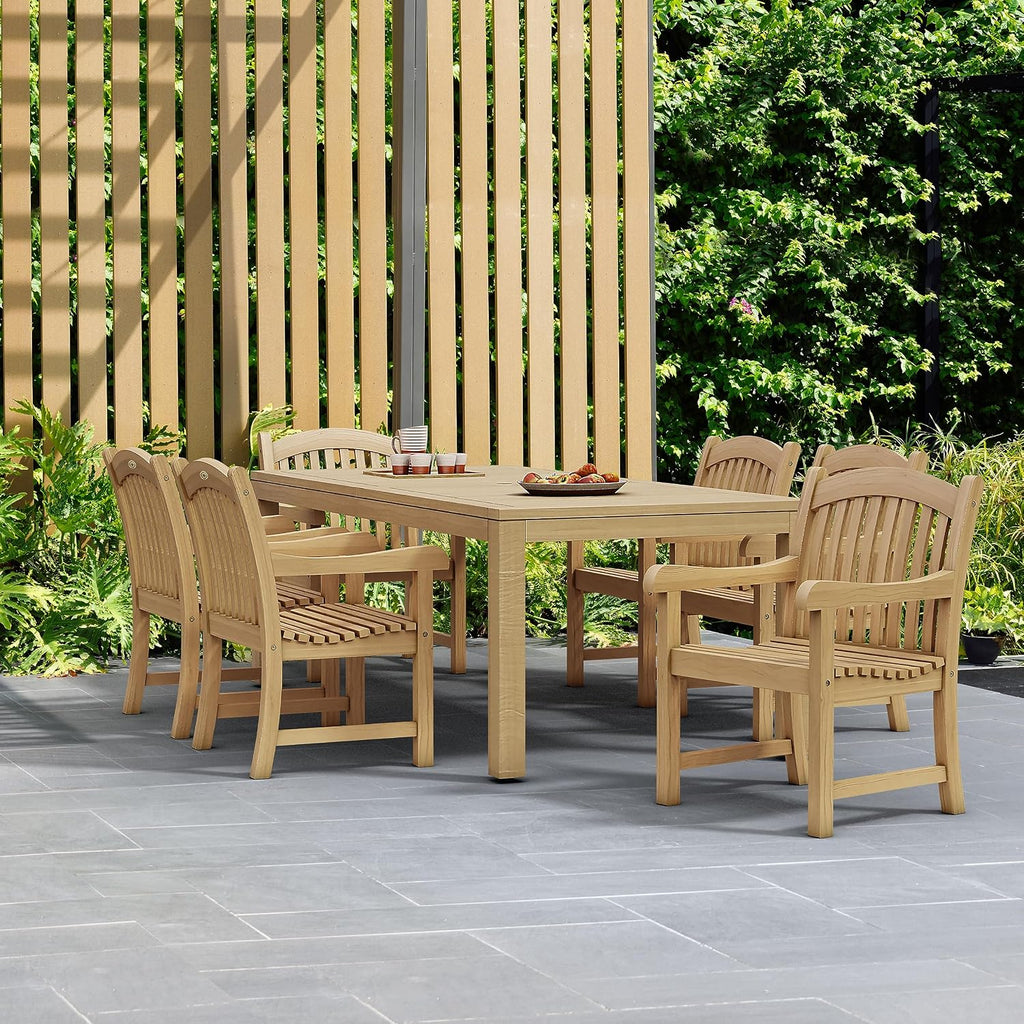 Pennsylvania 7-Piece Outdoor Rectangular Dining Table Set | Certified Teak | Ideal for Patio and Indoors