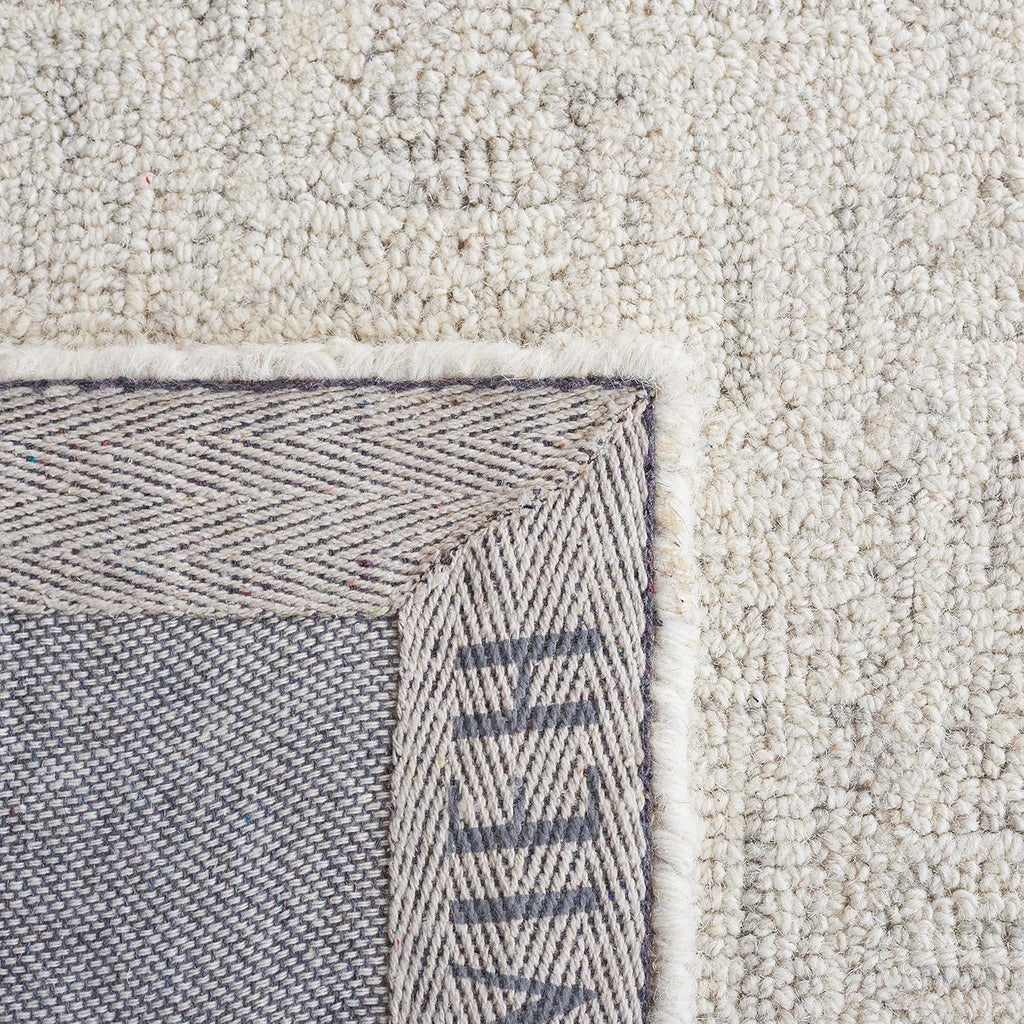 Micro-Loop Area Rug - 10' x 14', Light Grey & Ivory, Handmade Wool