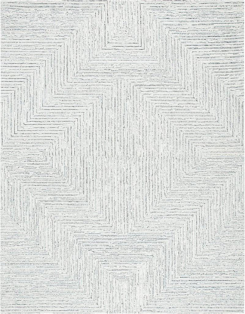 Micro-Loop Area Rug - 10' x 14', Light Grey & Ivory, Handmade Wool