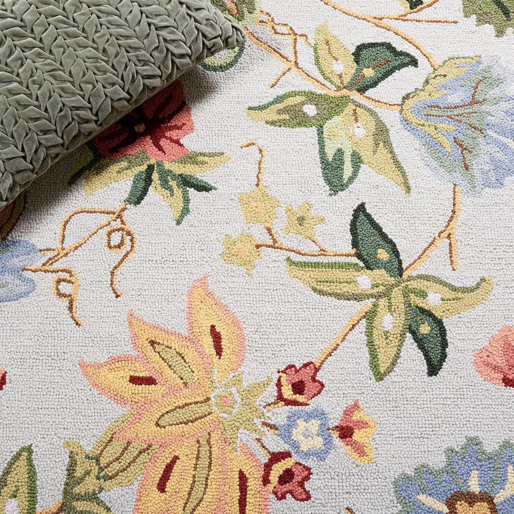 Chelsea Area Rug - 9' x 12', Grey, Hand-Hooked French Country Floral Wool
