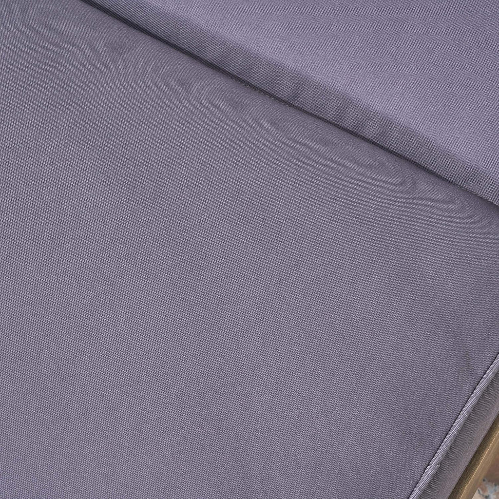 Outdoor Acacia Wood Chaise Lounge (Set of 2), Grey Finish/Dark Grey Cushion