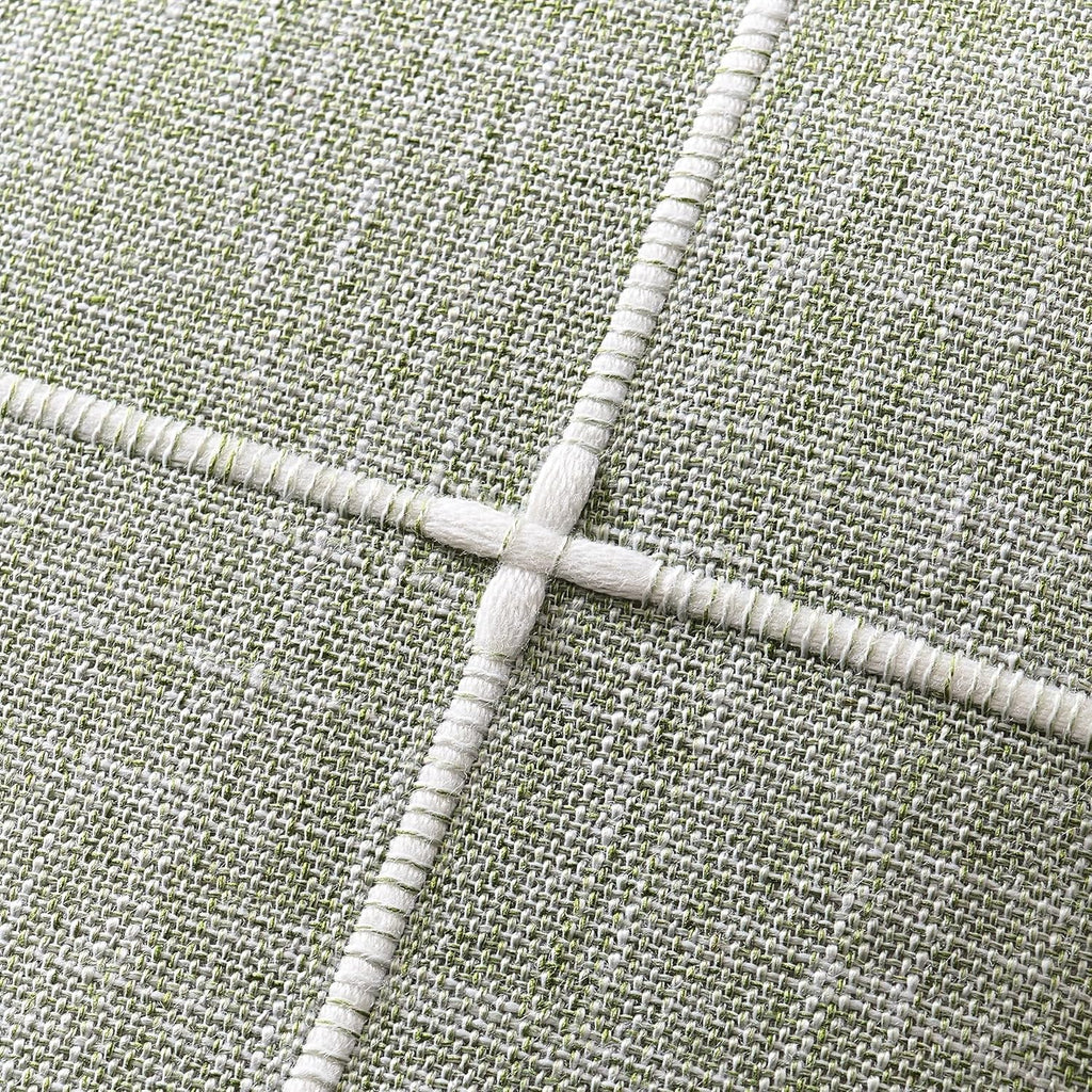 2 Packs Grid Embroidery Throw Pillow Covers, 18x18 Inch Light Sage Green, Farmhouse Linen Decorative Light Green
