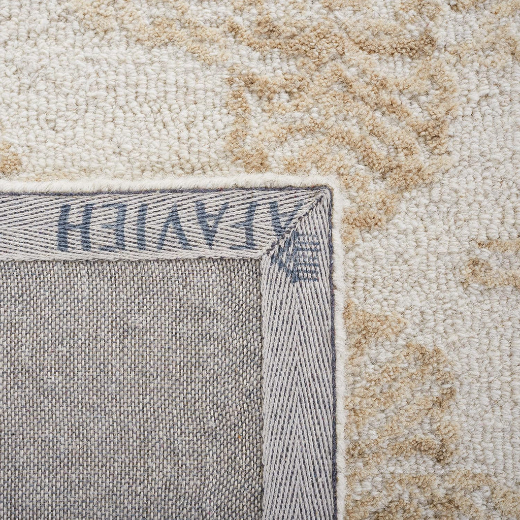 Abstract Collection X-Large Area Rug - 11' x 15', Ivory & Beige, Handmade Wool, Ideal for High Traffic Areas in