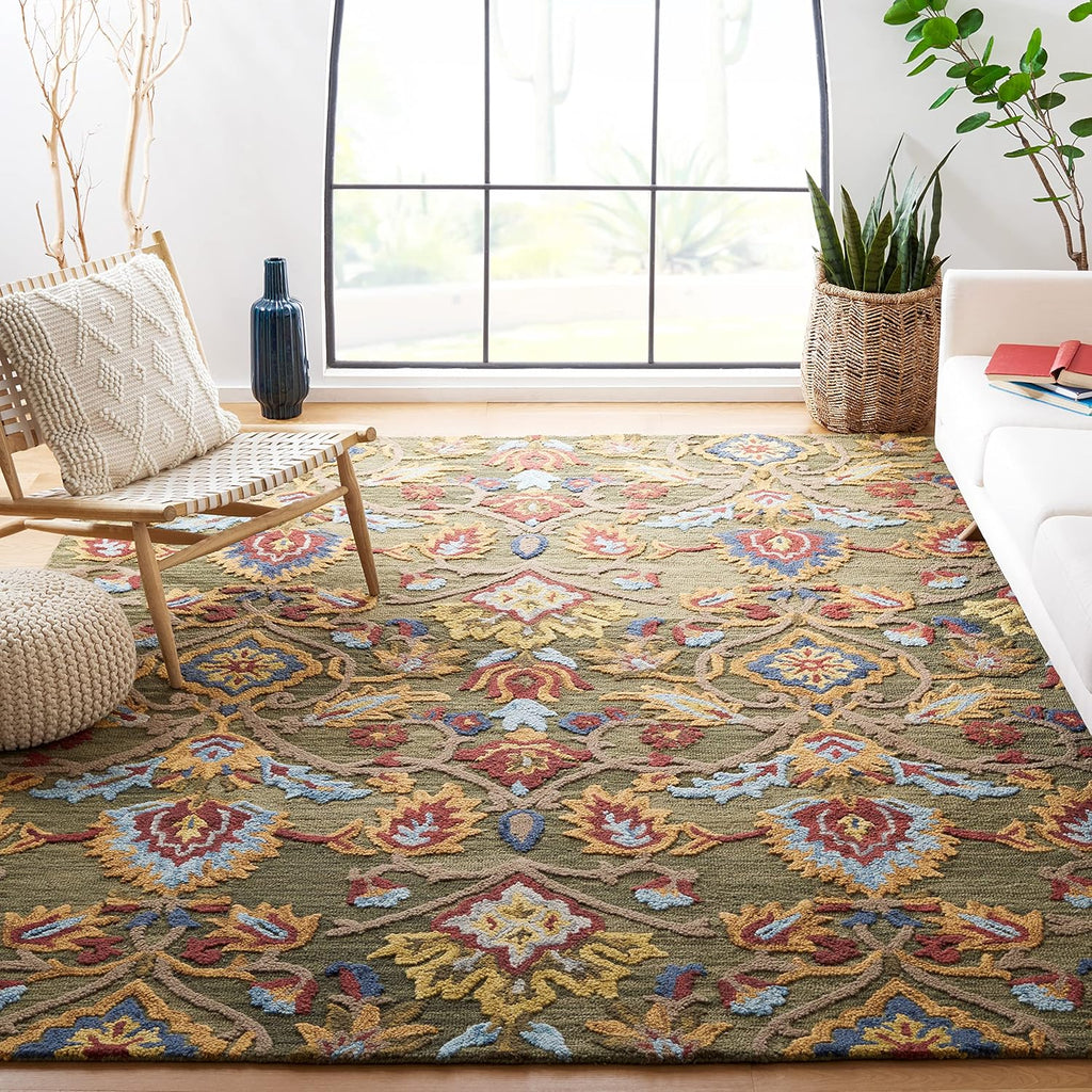 Blossom 10' x 14' Green/Multi Handmade Premium Wool Area Rug