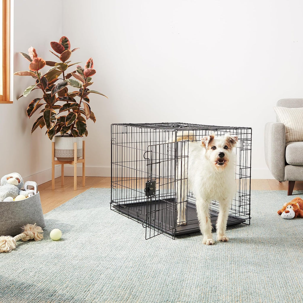 Portable, Easy to Assemble, Foldable Metal Wire Dog Crate with Removable Tray, Double Door, Divider Panel, Handle