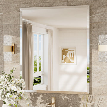 Bathroom Vanity Mirror Frameless with 1" Beveled Edge 30x36 in