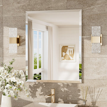 Bathroom Vanity Mirror Frameless with 1" Beveled Edge 24x30 in