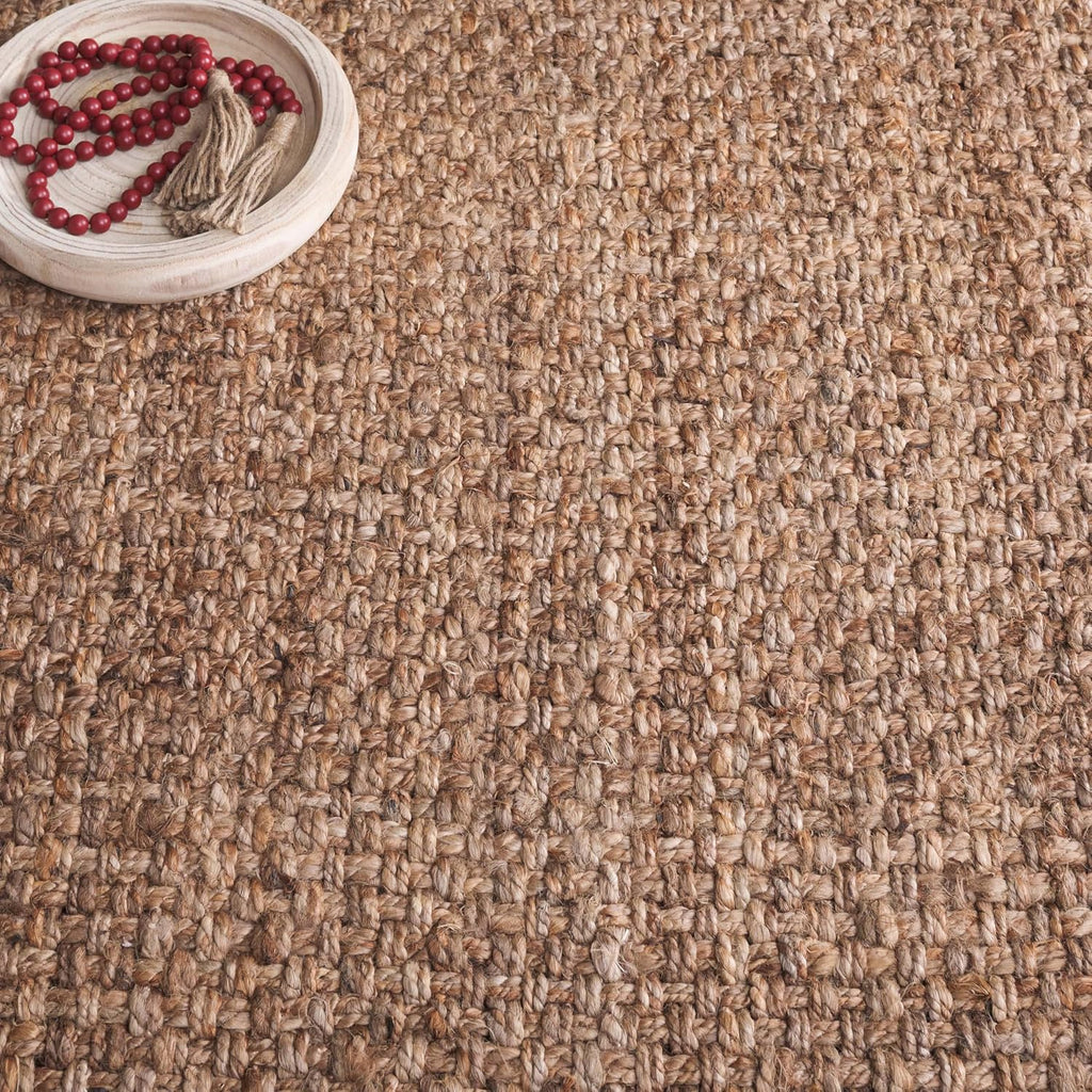 Area Rug 8x10 - Natural Fiber Collection - Large - Natural, Handmade Jute, Tassel Design, Ideal , Dining Space