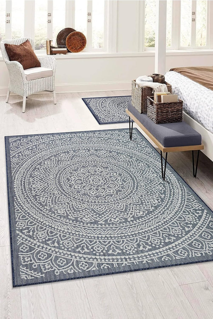 Outdoor Indoor Area Rug, Weather Resistant, Easy to Clean, Stain Resistant Floor Mat for Dining Room