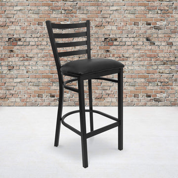 Black Ladder Back Metal Restaurant Barstool