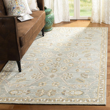 Blossom Collection Slate / Beige BLM701M Handmade Premium Wool Area Rug