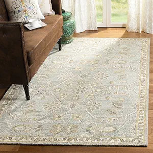 Blossom Collection 8' x 10' Slate / Beige BLM701M Handmade Premium Wool Area Rug