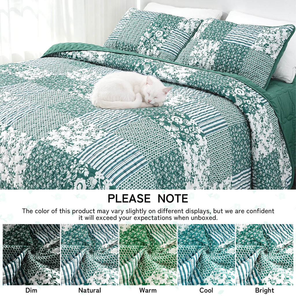 King Size Quilt 128x120 Floral Patchwork Bedspread Bedding Set