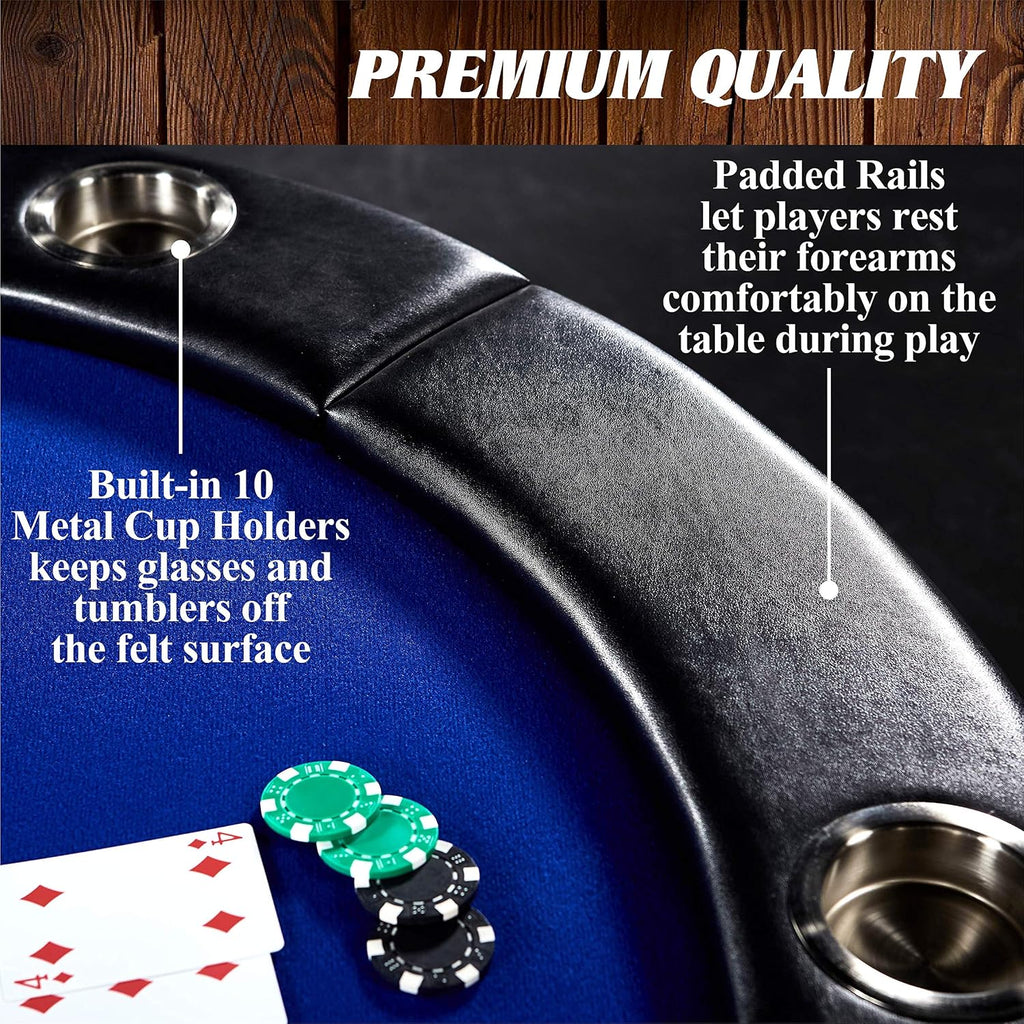 Barrington Poker Multiple Styles Folding Poker Table & Poker Table Top/Dining Table Collection, Durable Padded Rail