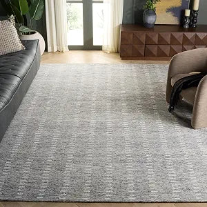 Abstract Collection Area Rug - 9' x 12', Grey & Ivory, Handmade Wool & Chenille, Ideal for The Living Room, Dining