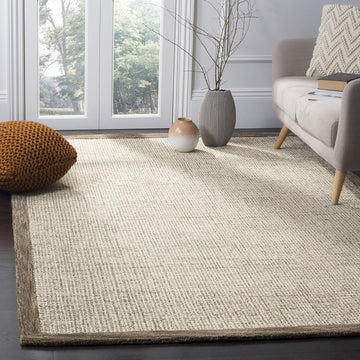 Abstract Collection Area Rug - 9' x 12', Brown & Ivory, Handmade Wool, Ideal for High Traffic Areas in Living Room