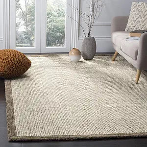 Abstract Collection Area Rug - 9' x 12', Brown & Ivory, Handmade Wool, Ideal for High Traffic Areas in Living Room