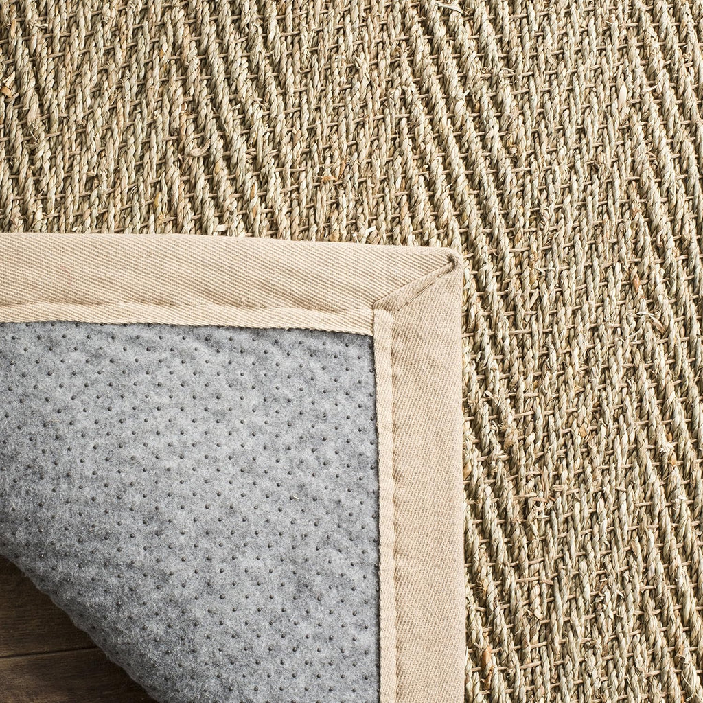 Area Rug 9x12 - Natural Fiber - Large - Natural & Beige, Seagrass, Herringbone Pattern with Border