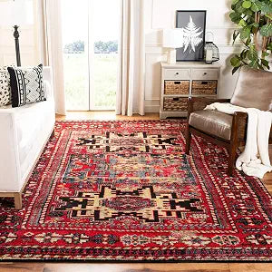 Vintage Hamadan Collection Area Rug - 9' x 12', Red & Multi, Oriental Traditional Persian Design, Non-Shedding & Easy