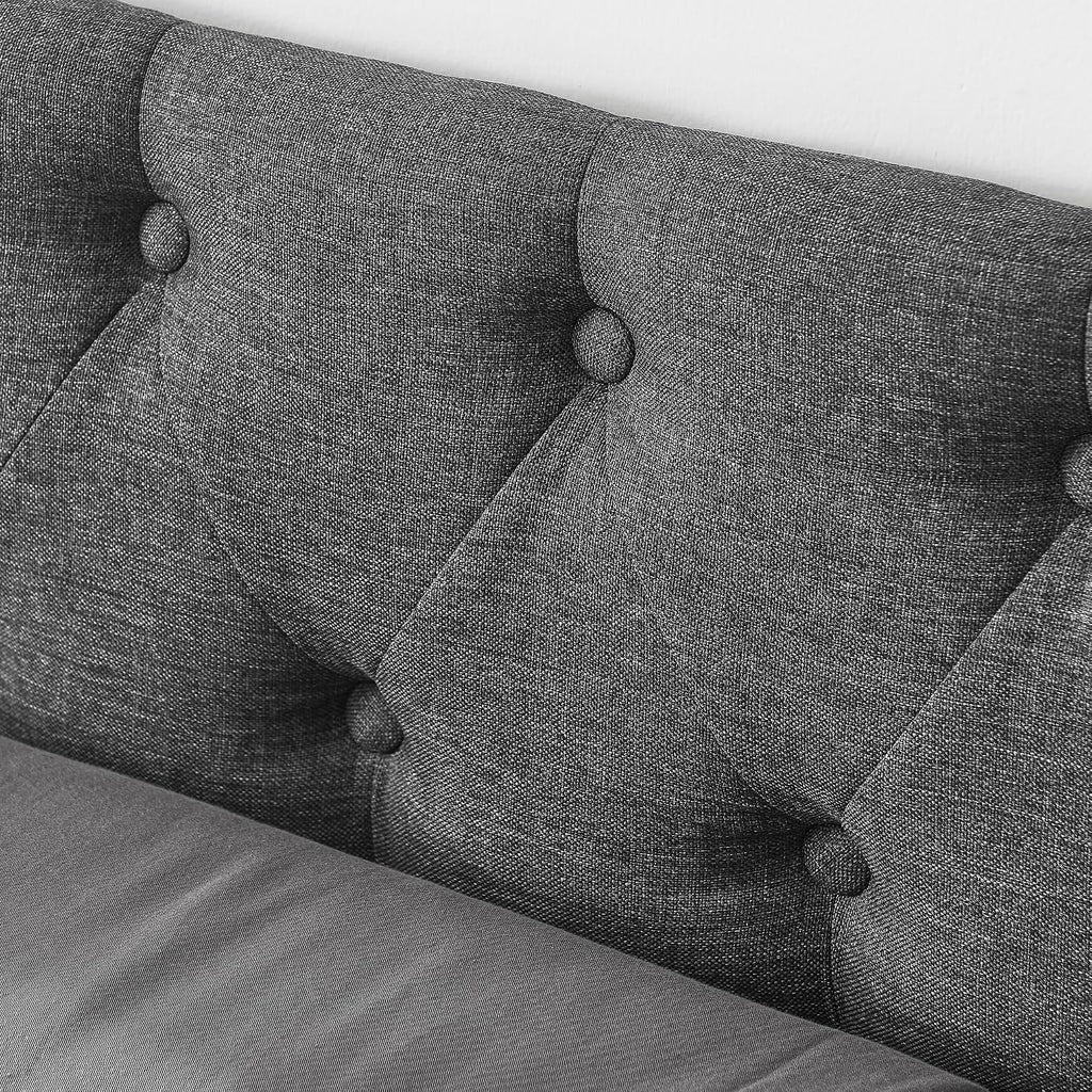 Queen Size Upholstery Daybed with 2 Drawers and Headboard, Mid-Century Style Tufted Sofa Bed with Button on Back