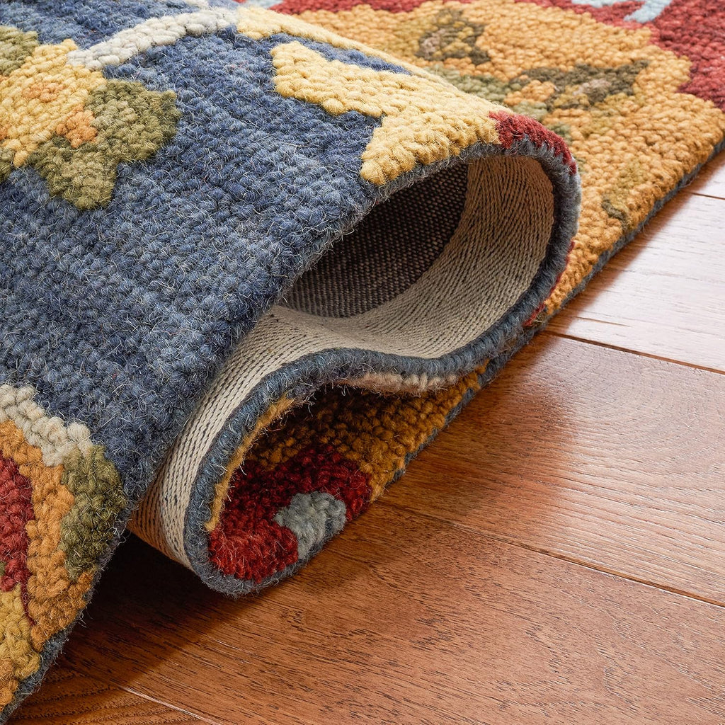Area Rug 8x10 - Blossom - Large - Navy & Multi, Handmade Wool
