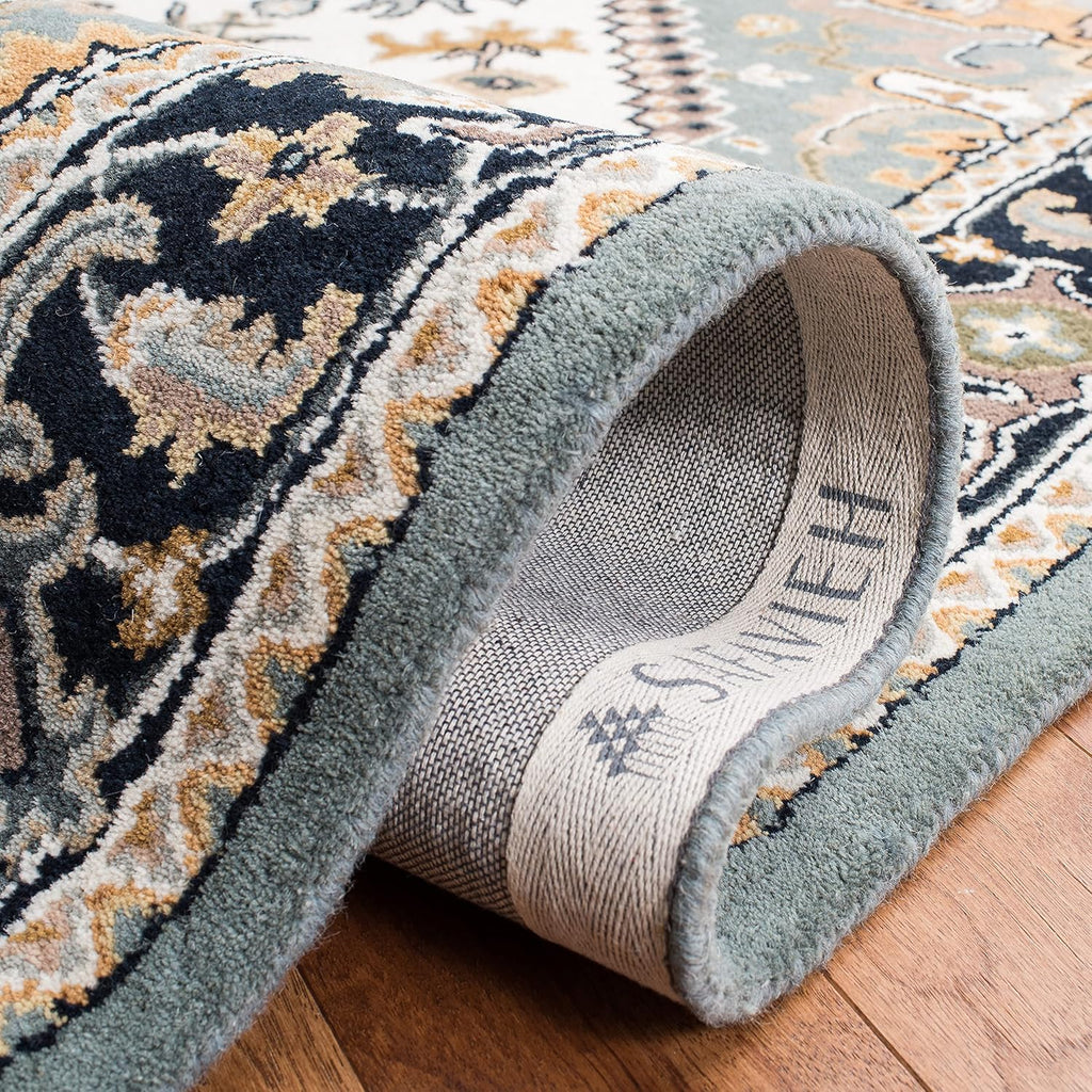 Area Rug 9x12 - Heritage - Large - Grey & Green, Handmade Wool, Traditional Oriental Medallion Design