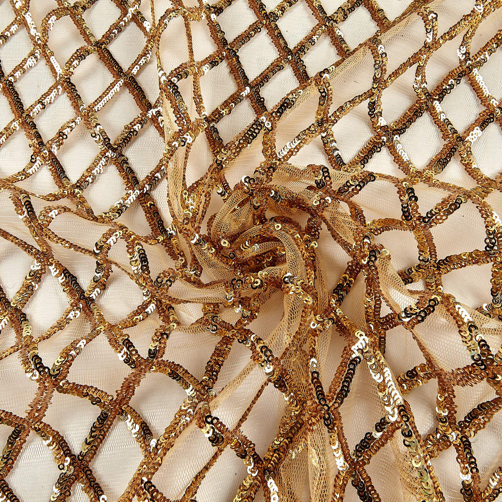 Luxury Sequin Glitz Mesh Gold, Fabric by the Yard