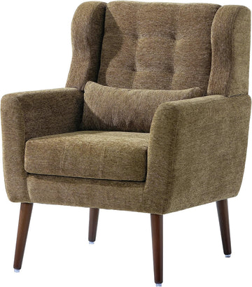 Modern Accent Chair Chenille Fabric Upholstered Tufted Side Chair Wingback Chair,Mid Century Reading Armchair with