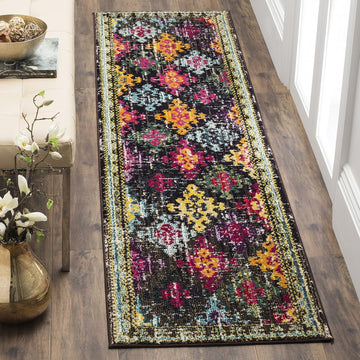 Monaco Collection Runner Rug, Multi, Boho Diamond Trellis Design, Non-Shedding & Easy Care, Ideal for