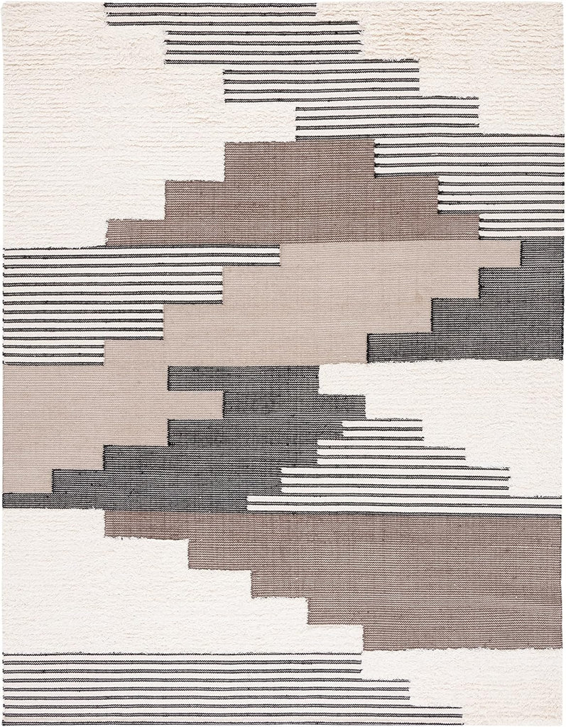 Kenya Area Rug - 10' x 14', Black & Ivory, Handmade Southwestern Wool