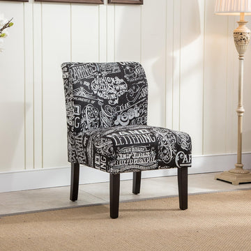 Capa Print Fabric Armless Contemporary Accent Chair, Chalkboard Shadow