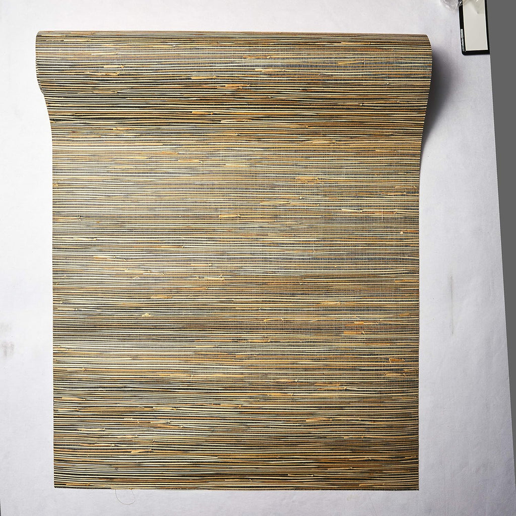 Wallcoverings NZ0786 Grasscloth Wallpaper by River Grass, Black, Cream, Beige, Khaki, Tan