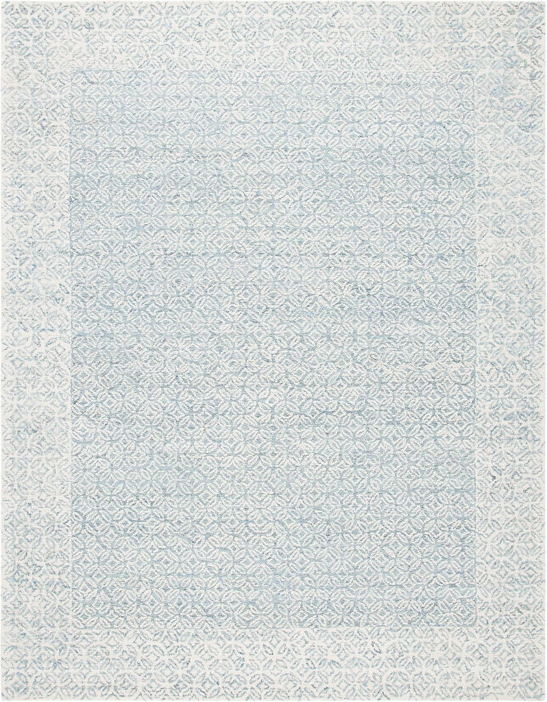 Area Rug - Abstract Collection - Large - Blue & Ivory, Handmade Wool, Ideal, Dining Space (ABT342N)