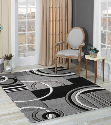 Area Rug Modern Grey Soft Hand Carved Contemporary Floor Carpet with Premium Fluffy Texture for Indoor Living