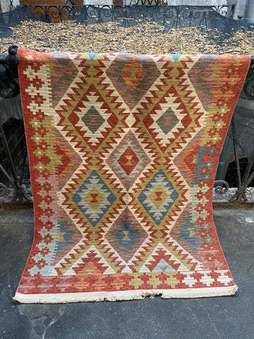 Modern Kilim Series Area Rug, Cotton, Reversible, Washable, Eternal Flow)