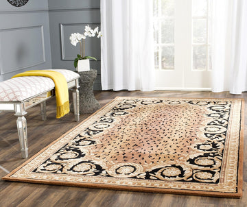 Naples Collection Area Rug - 10' x 14', Black & Gold, Handmade Traditional Wool, Ideal for High Traffic Areas in