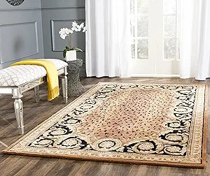 Naples Collection Area Rug - 10' x 14', Black & Gold, Handmade Traditional Wool, Ideal for High Traffic Areas in