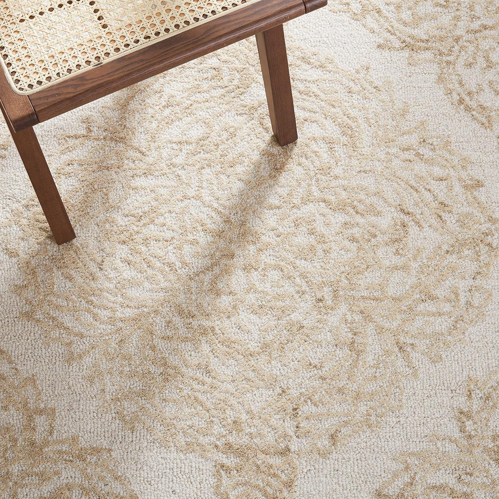 Abstract X-Large Area Rug - 11' x 15', Ivory & Beige, Handmade Wool