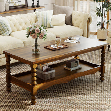 Wood Coffee Table, Classical Coffee Tables, Center Table, Walnut