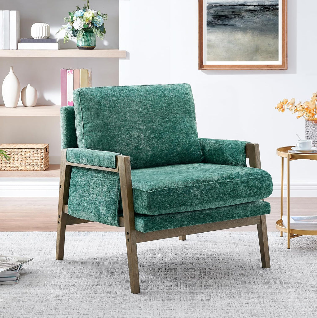 Kelly Mid-Century Modern Accent Armchair, Green