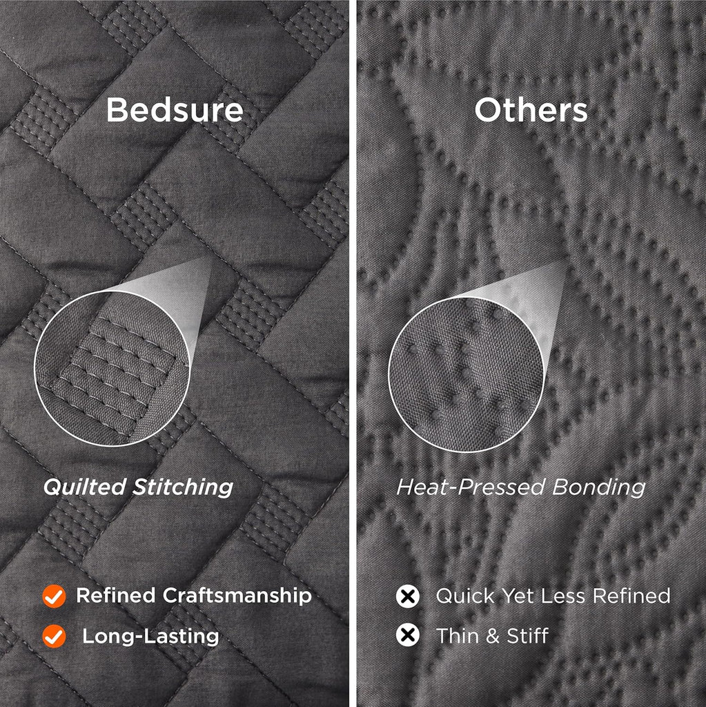 Quilts - Grey Bedspreads with Basket Weave Pattern, Soft Quilt Bedding Set, Lightweight Comforter Set