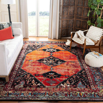 Vintage Hamadan Collection Area Rug - 9' x 12', Orange & Multi, Oriental Traditional Persian Design, Non-Shedding &