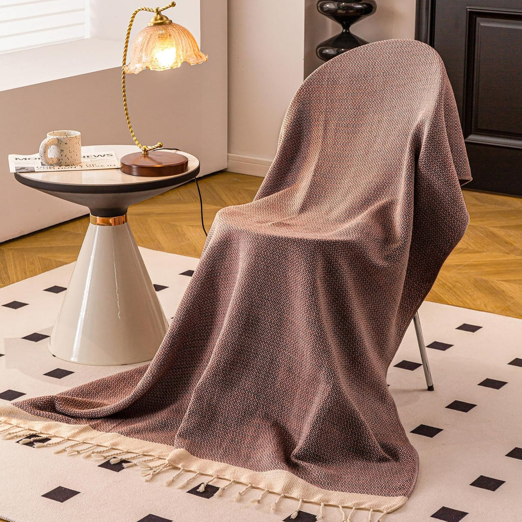 Premium Cotton Boho Blanket |50”x60”| Burnt Orange Fall Throw Blankets