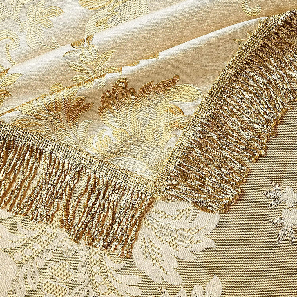 Majestic Damask Design Tablecloth - Beige 60" by 120" Oblong/Rectangle