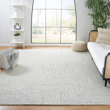Micro-Loop Collection Area Rug - 10' x 14', Light Grey & Ivory, Handmade Wool, Ideal for High Traffic Areas in Living